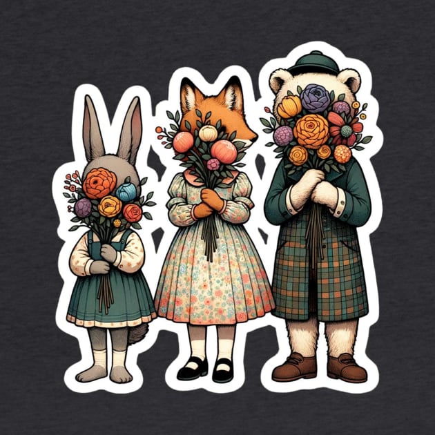 Floral Bouquet Trio - Charming Animal Friends by High Vibe Girl Tribe